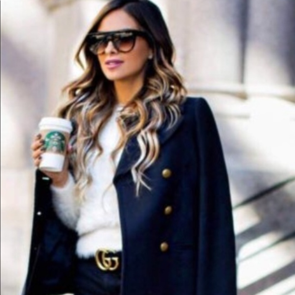 Banana Republic Navy Pea Coat with Gold Buttons